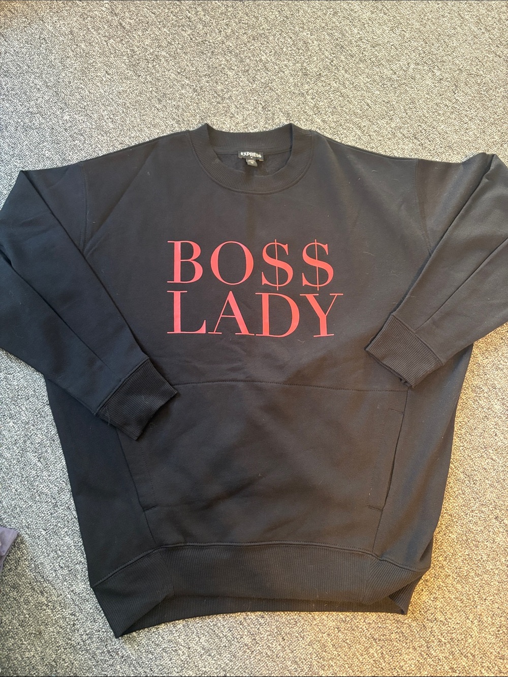 Express Black Sweatshirt with Red Graphic Accents NEW XS
